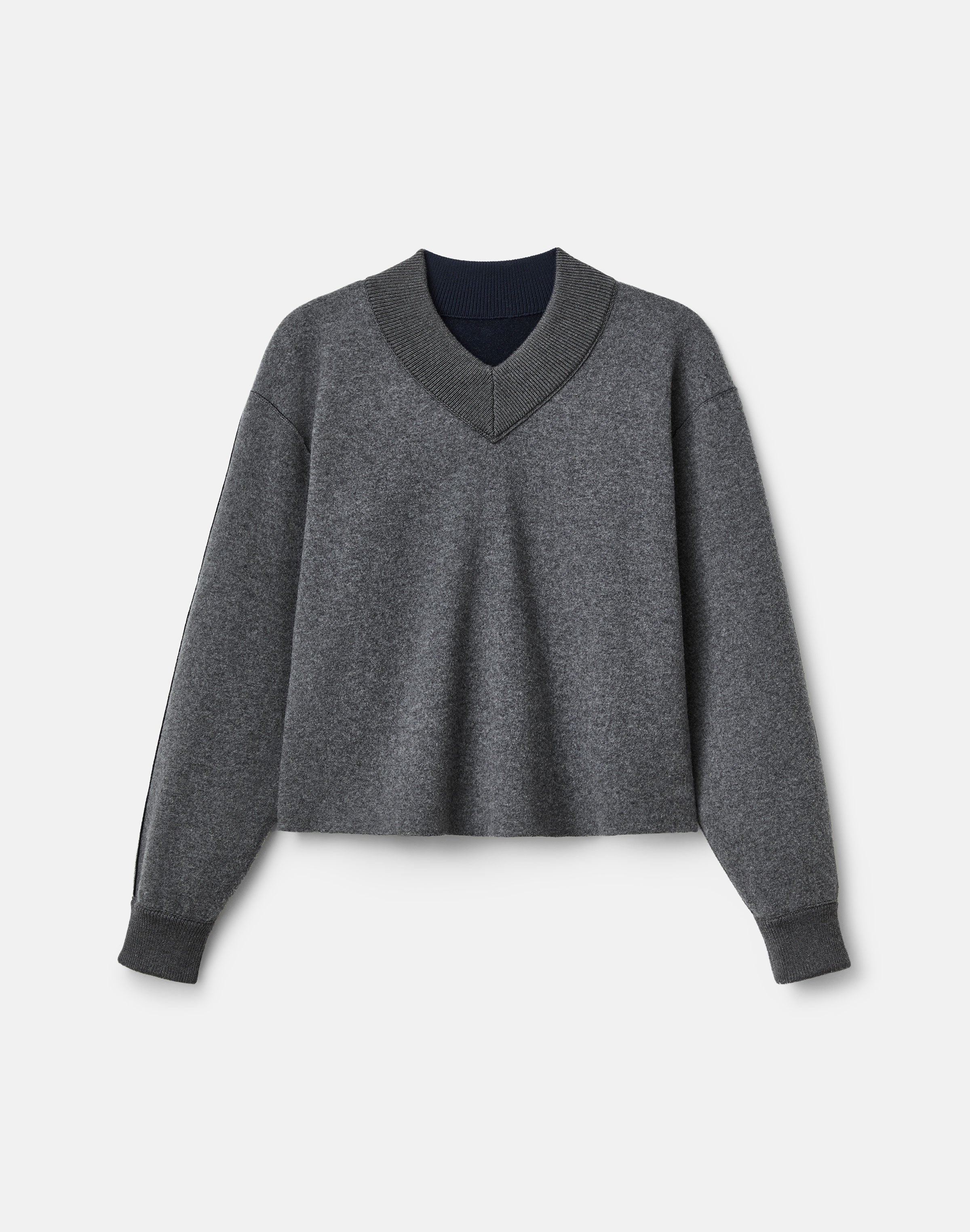 WOOL CASHMERE DOUBLE KNIT REVERSIBLE TOP