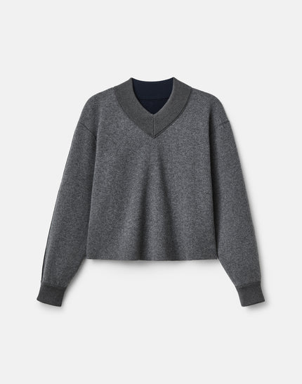 WOOL CASHMERE DOUBLE KNIT REVERSIBLE TOP