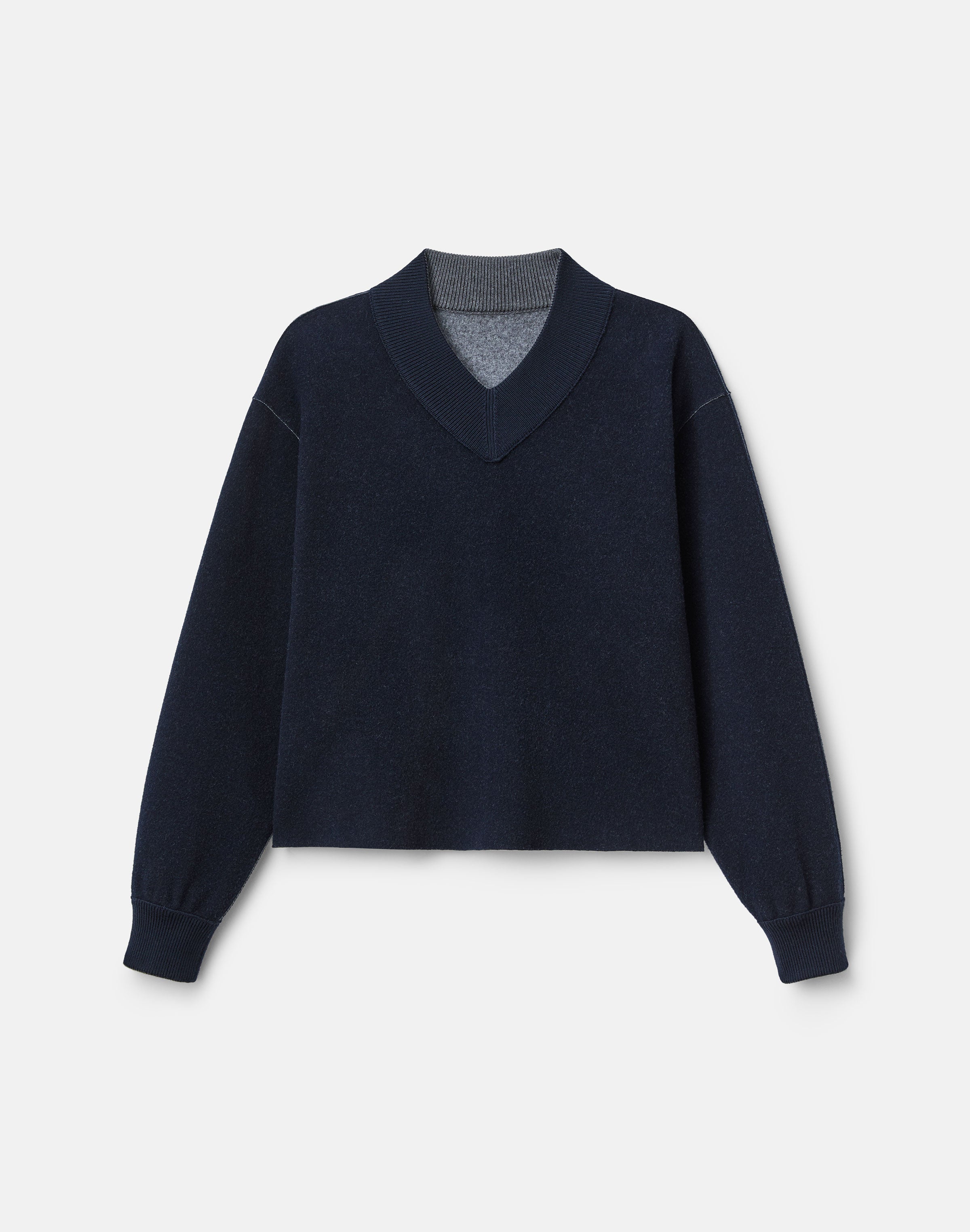 WOOL CASHMERE DOUBLE KNIT REVERSIBLE TOP