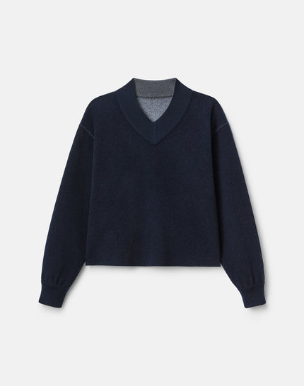WOOL CASHMERE DOUBLE KNIT REVERSIBLE TOP