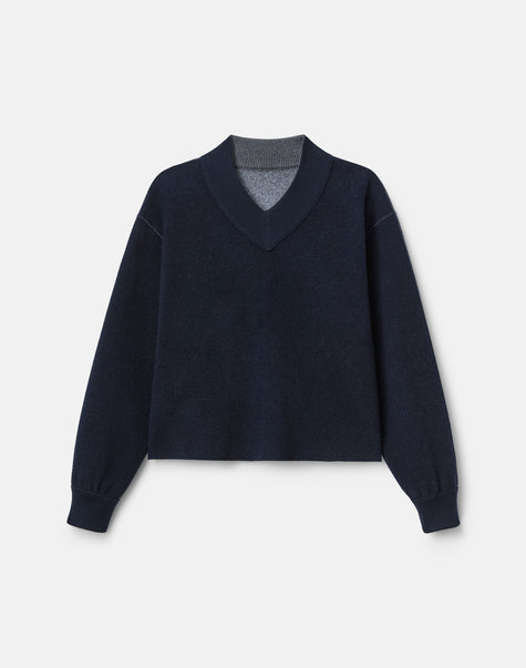 WOOL CASHMERE DOUBLE KNIT REVERSIBLE TOP