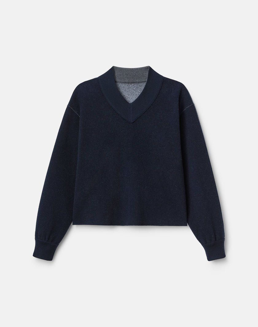 WOOL CASHMERE DOUBLE KNIT REVERSIBLE TOP