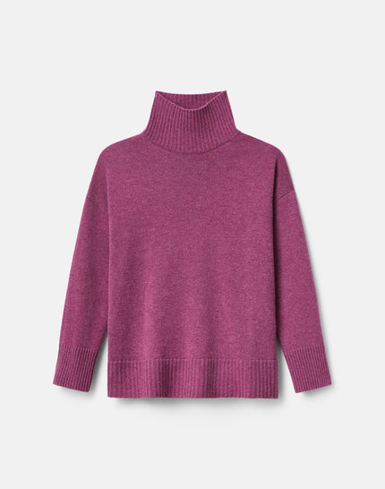 STAND COLLAR SWEATER IN MULBERRY MELANGE