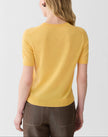 FINE GAUGE CASHMERE CREWNECK SHORT SLEEVE SWEATER IN DAISY