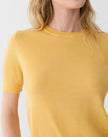 FINE GAUGE CASHMERE CREWNECK SHORT SLEEVE SWEATER IN DAISY