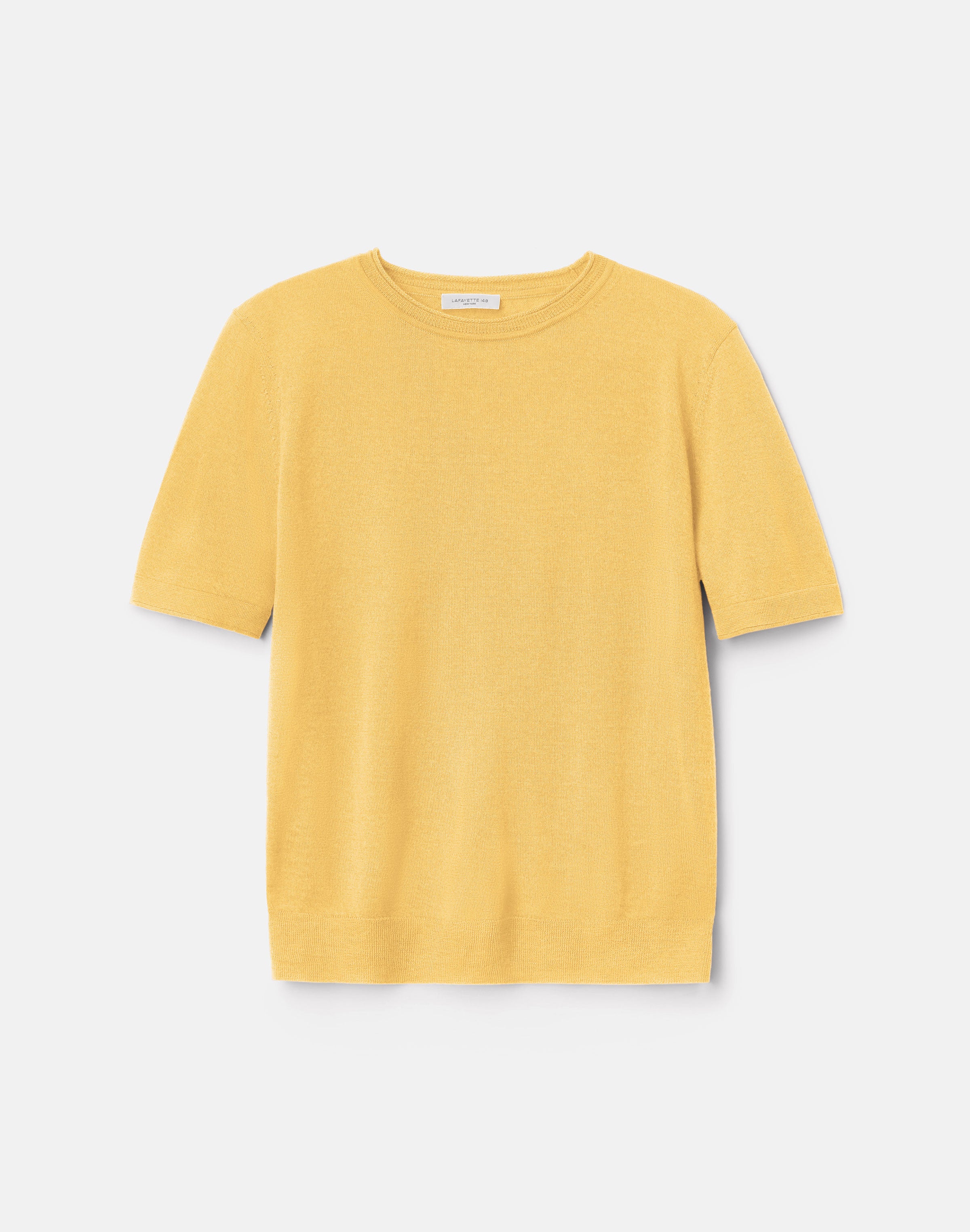 FINE GAUGE CASHMERE CREWNECK SHORT SLEEVE SWEATER IN DAISY