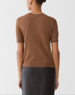 FINE GAUGE CASHMERE CREWNECK SHORT SLEEVE SWEATER