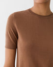 FINE GAUGE CASHMERE CREWNECK SHORT SLEEVE SWEATER