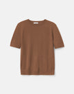 FINE GAUGE CASHMERE CREWNECK SHORT SLEEVE SWEATER