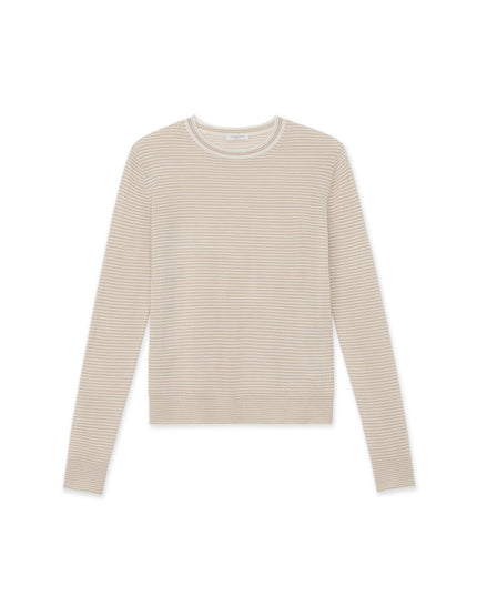 STRIPE FINE GAUGE CASHMERE CREWNECK SWEATER