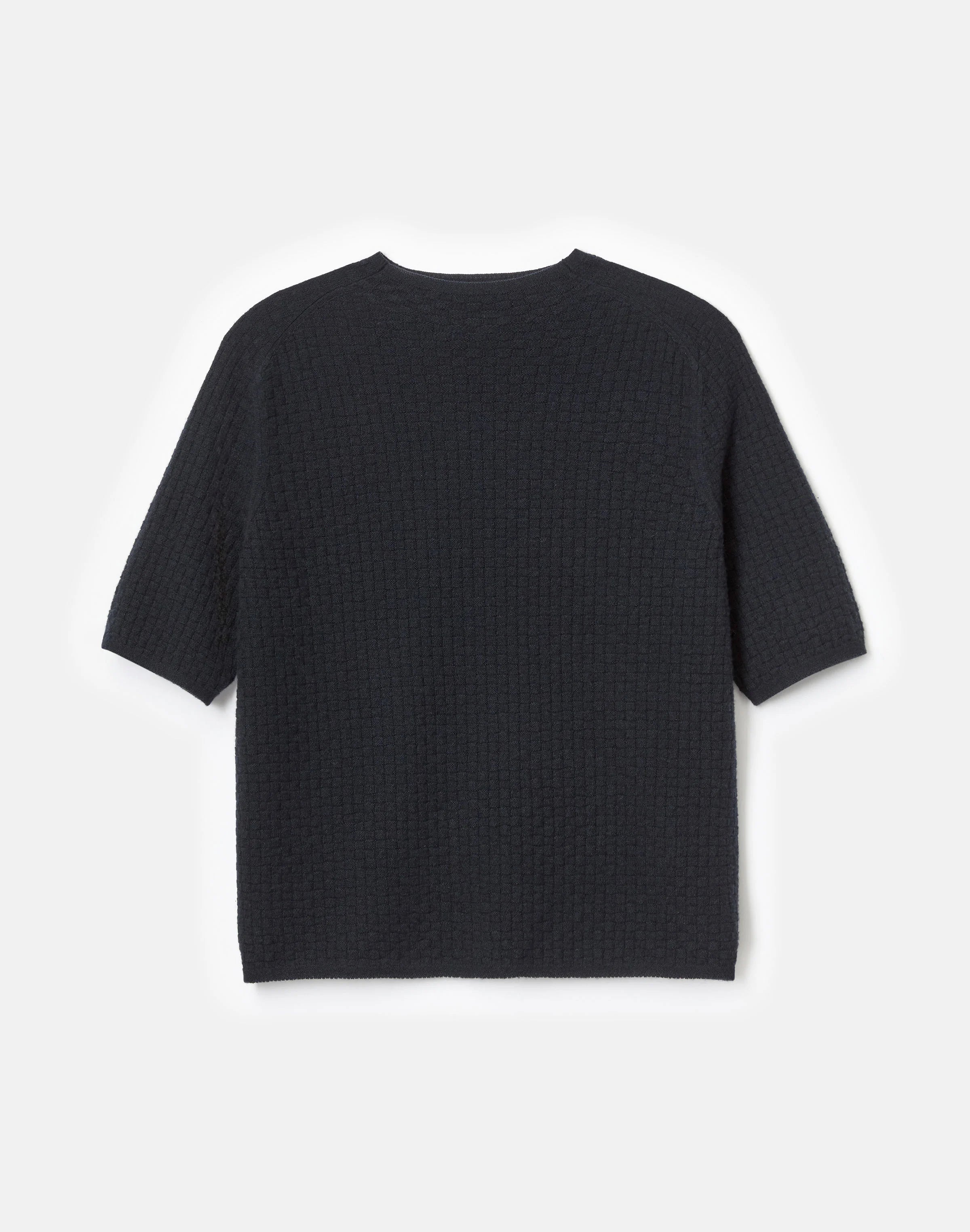 CASHMERE BASKET STICH SHORT SLEEVE SWEATER