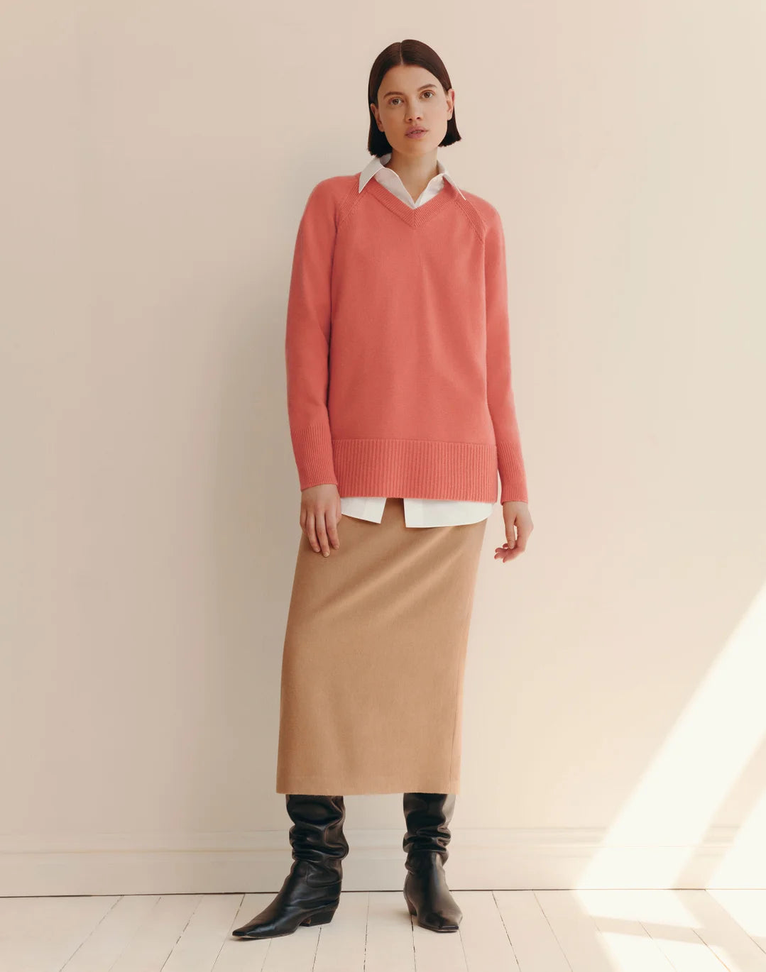 WOOL CASHMERE VNECK SWEATER