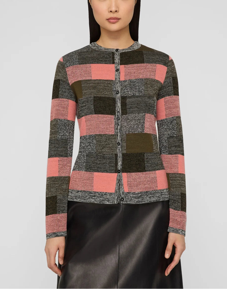FINESPPUN VOILE CASHMERE JACQUARD BUTTON CARDIGAN