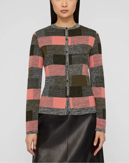 FINESPPUN VOILE CASHMERE JACQUARD BUTTON CARDIGAN