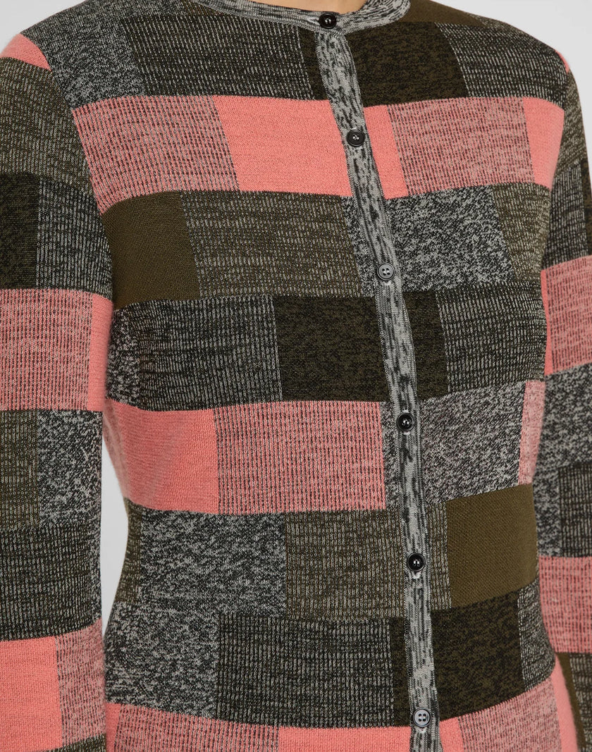 FINESPPUN VOILE CASHMERE JACQUARD BUTTON CARDIGAN