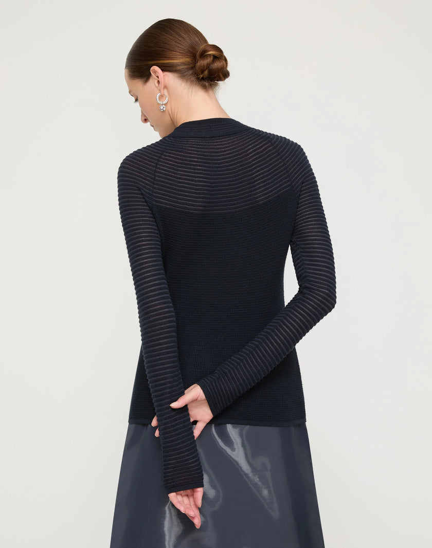 RESPONSIBLE FINE GAUGE MERINO TEXTURED STRIPE SWEATER