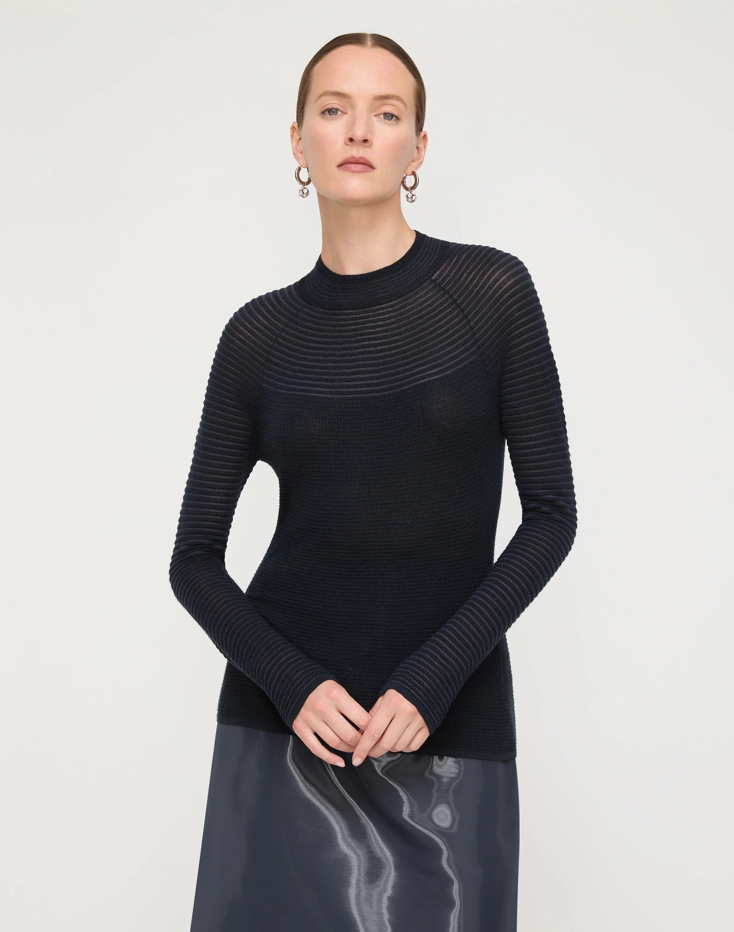 RESPONSIBLE FINE GAUGE MERINO TEXTURED STRIPE SWEATER
