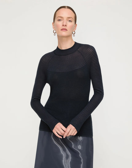 RESPONSIBLE FINE GAUGE MERINO TEXTURED STRIPE SWEATER