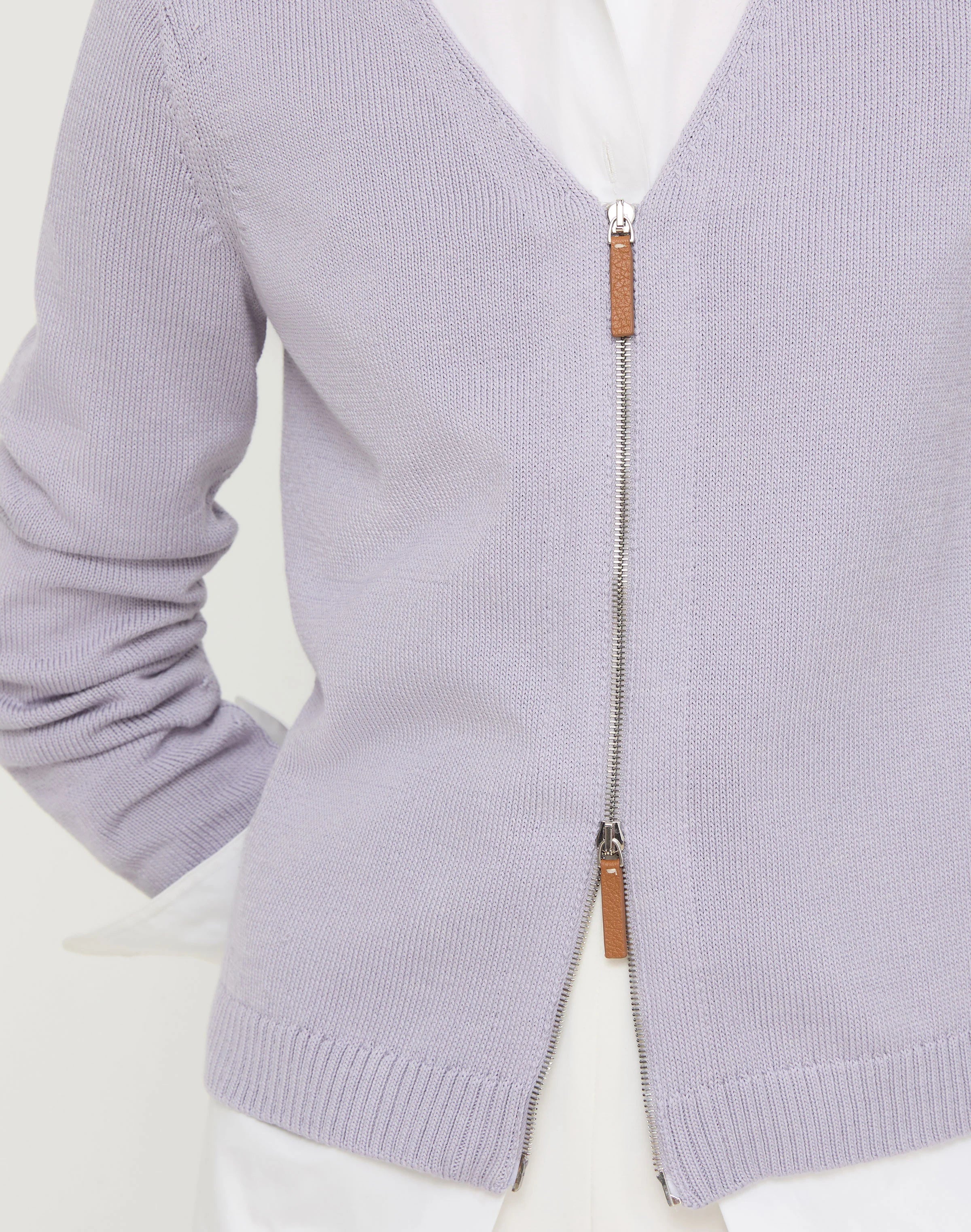 COTTON SILK VNECK BOMBER CARDIGAN
