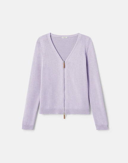 COTTON SILK VNECK BOMBER CARDIGAN