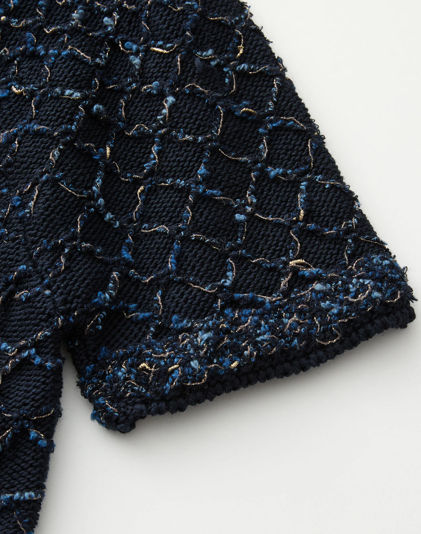 COTTON SILK TAPE CROCHET TRIM SWEATER