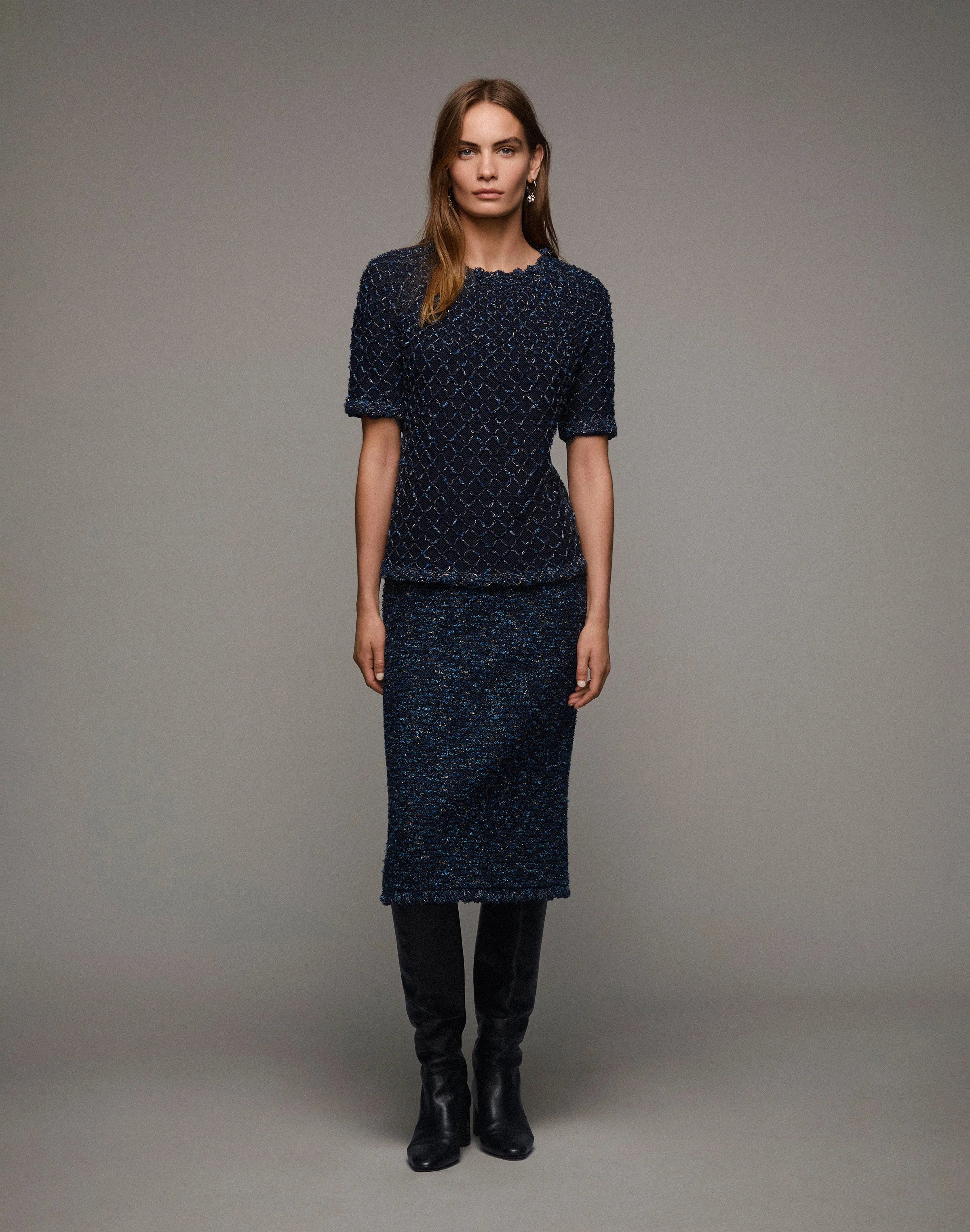 COTTON SILK TAPE CROCHET TRIM SWEATER