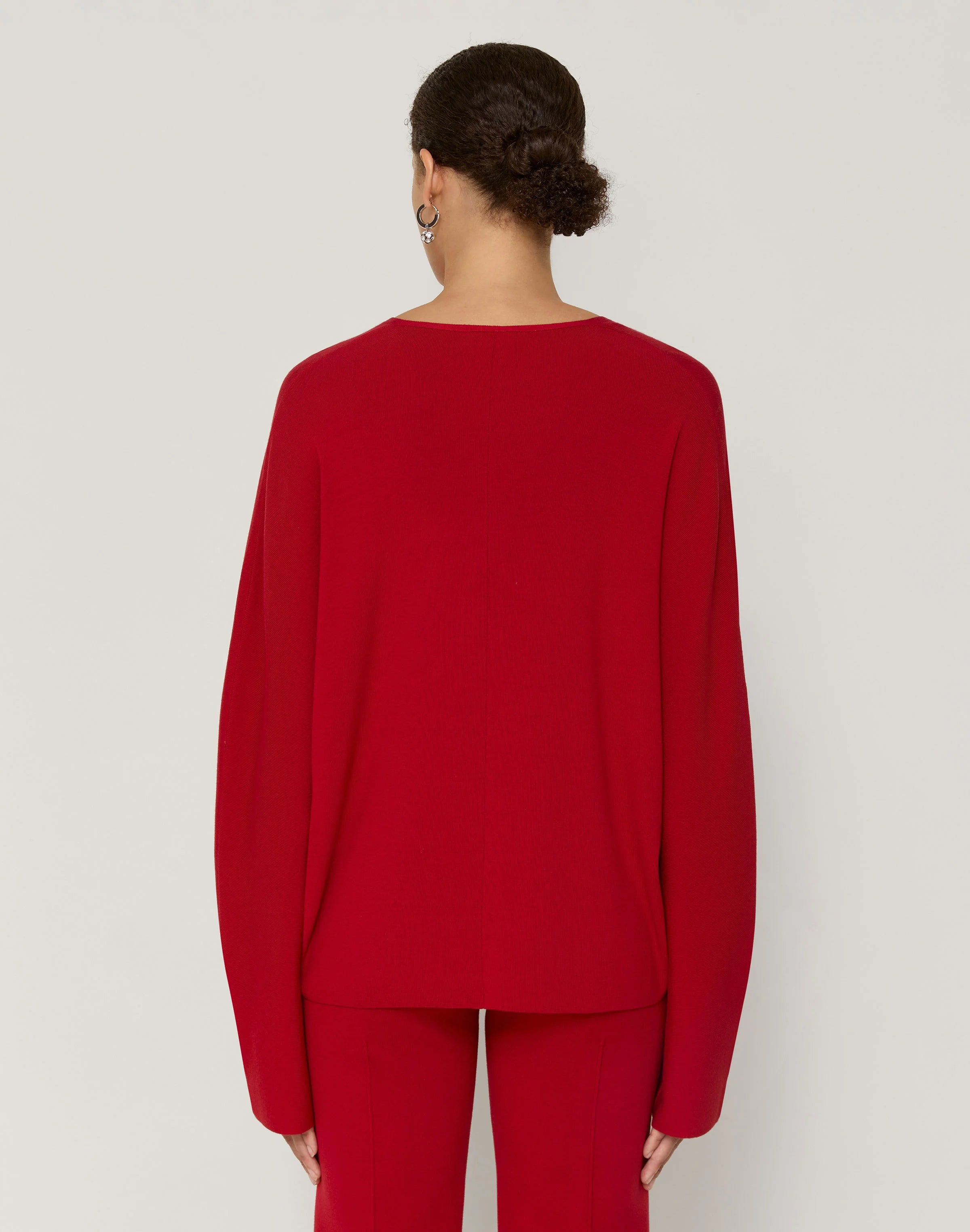 RESPONSIBLE MATTE CREPE RIBBED VNECK SWEATER
