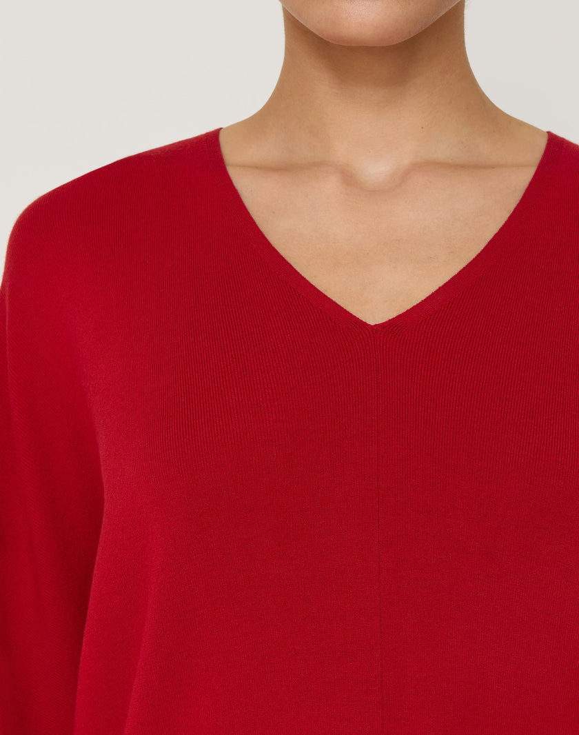 RESPONSIBLE MATTE CREPE RIBBED VNECK SWEATER