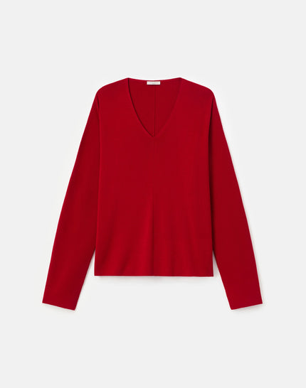 RESPONSIBLE MATTE CREPE RIBBED VNECK SWEATER