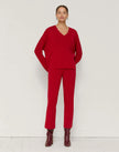 RESPONSIBLE MATTE CREPE RIBBED VNECK SWEATER
