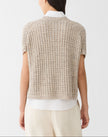 METALLIC FLAX LINEN COTTON POINTELLE SWEATER