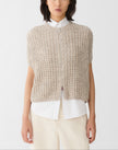 METALLIC FLAX LINEN COTTON POINTELLE SWEATER