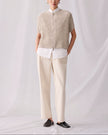 METALLIC FLAX LINEN COTTON POINTELLE SWEATER
