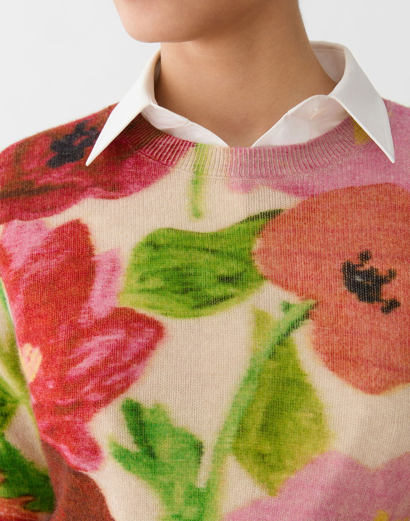 BLOSSOM PRINT CASHMERE SWEATER