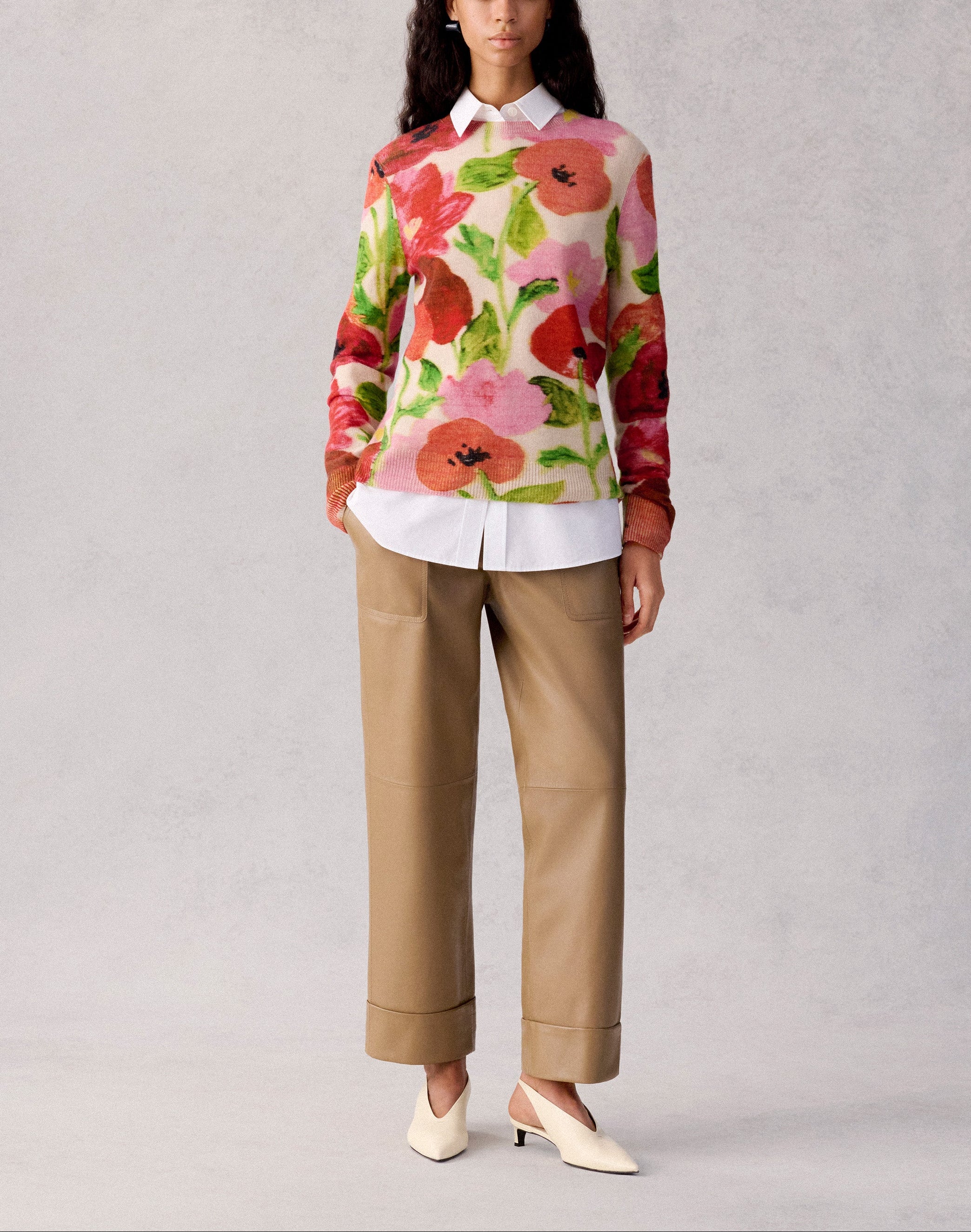 BLOSSOM PRINT CASHMERE SWEATER