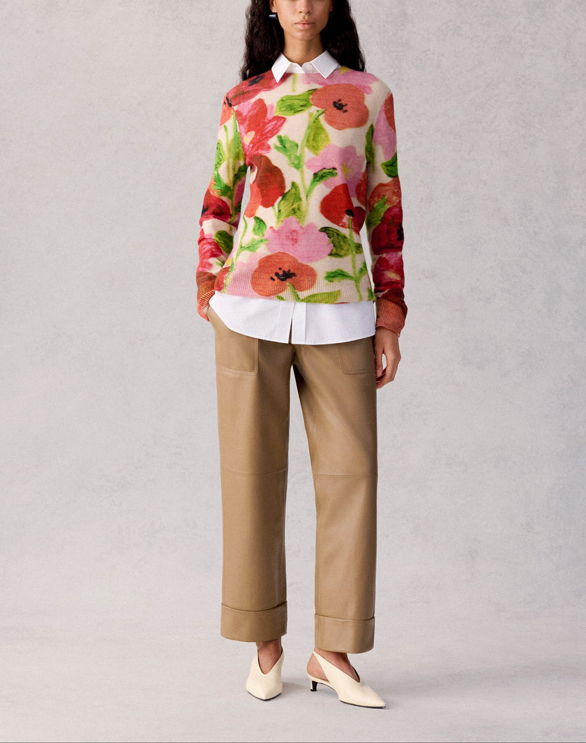 BLOSSOM PRINT CASHMERE SWEATER