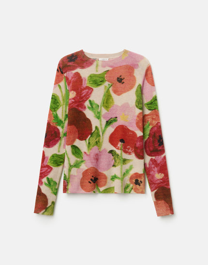 BLOSSOM PRINT CASHMERE SWEATER