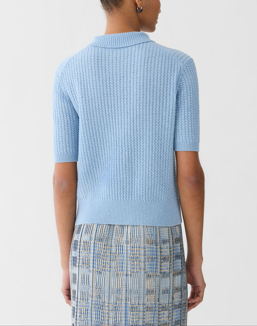 CABLED POLO SWEATER