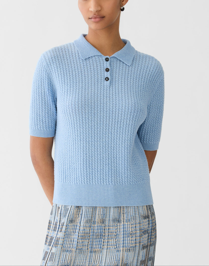 CABLED POLO SWEATER