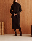 CABLED STAND COLLAR SWEATER