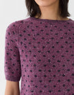 POLKA DOT JACQUARD CASHMERE DONEGAL SHORT SLEEVE SWEATER