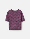 POLKA DOT JACQUARD CASHMERE DONEGAL SHORT SLEEVE SWEATER
