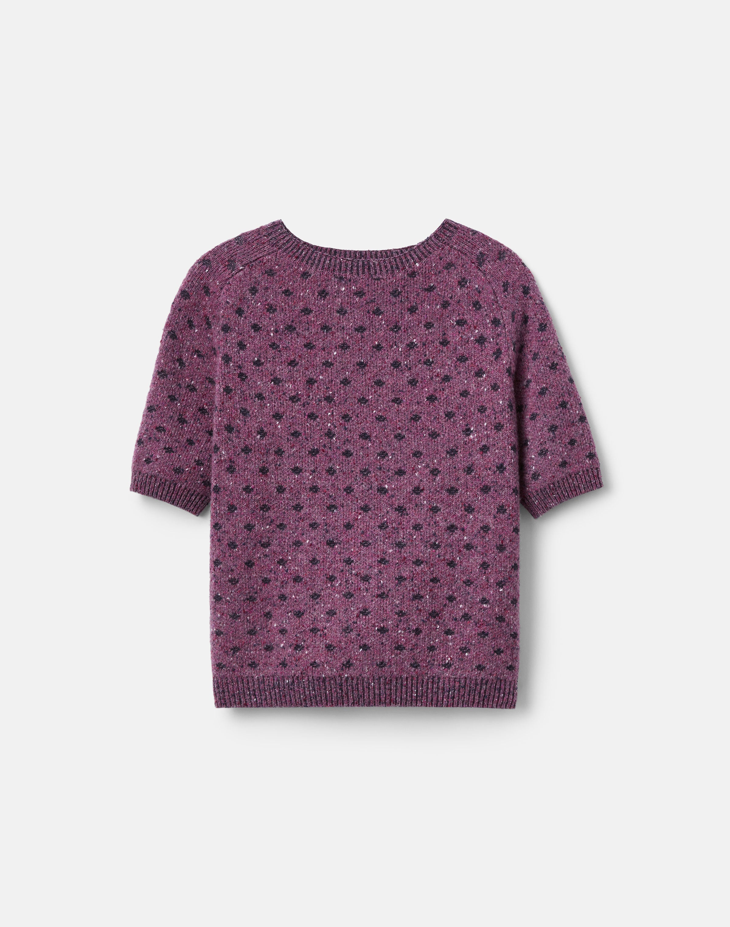 POLKA DOT JACQUARD CASHMERE DONEGAL SHORT SLEEVE SWEATER