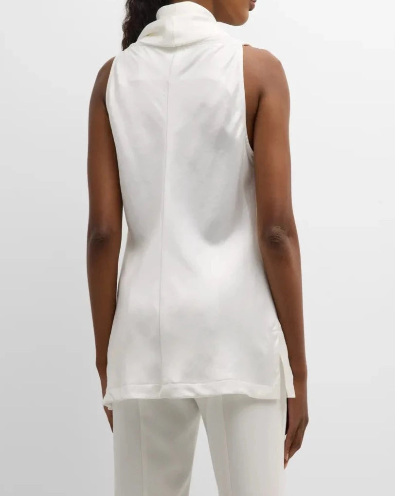 HAMMERED SATIN COWL TOP