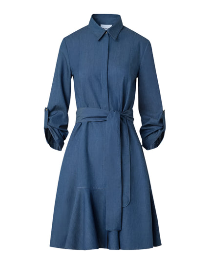 TIE WAIST COTTON DENIM SHIRTDRESS