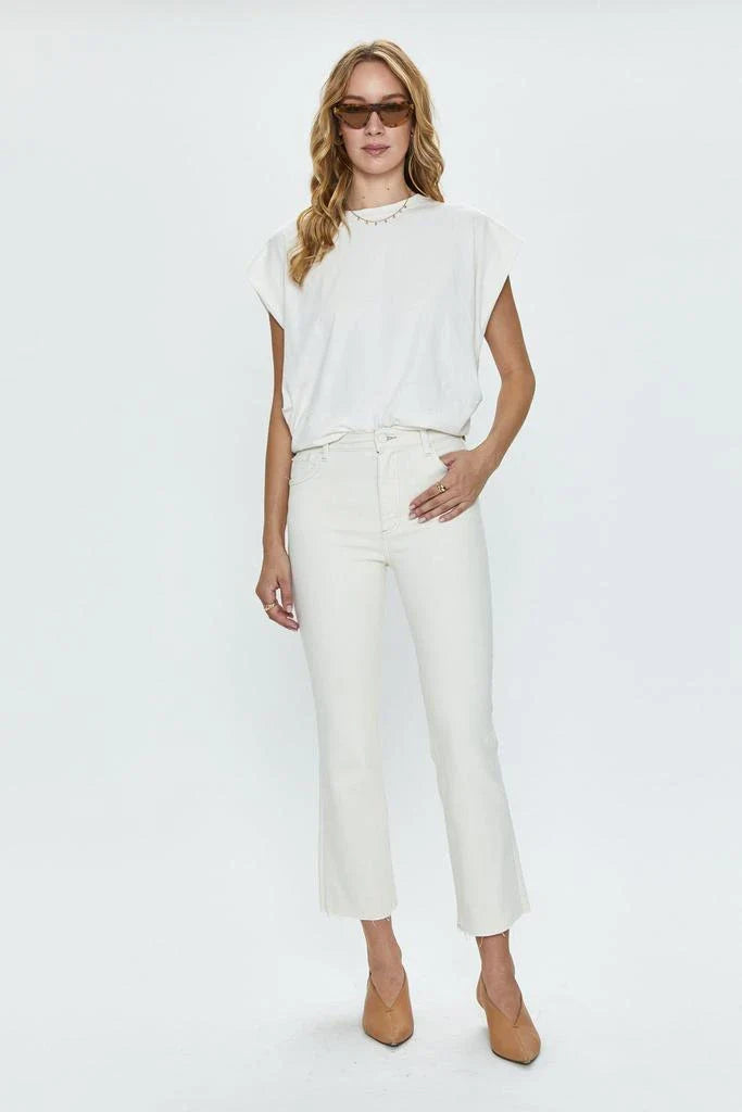LENNON HIGH RISE CROP BOOT JEAN IN SAND STONE