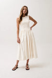 GLADYS SMOCKED BODICE DRESS OYSTER DRESS