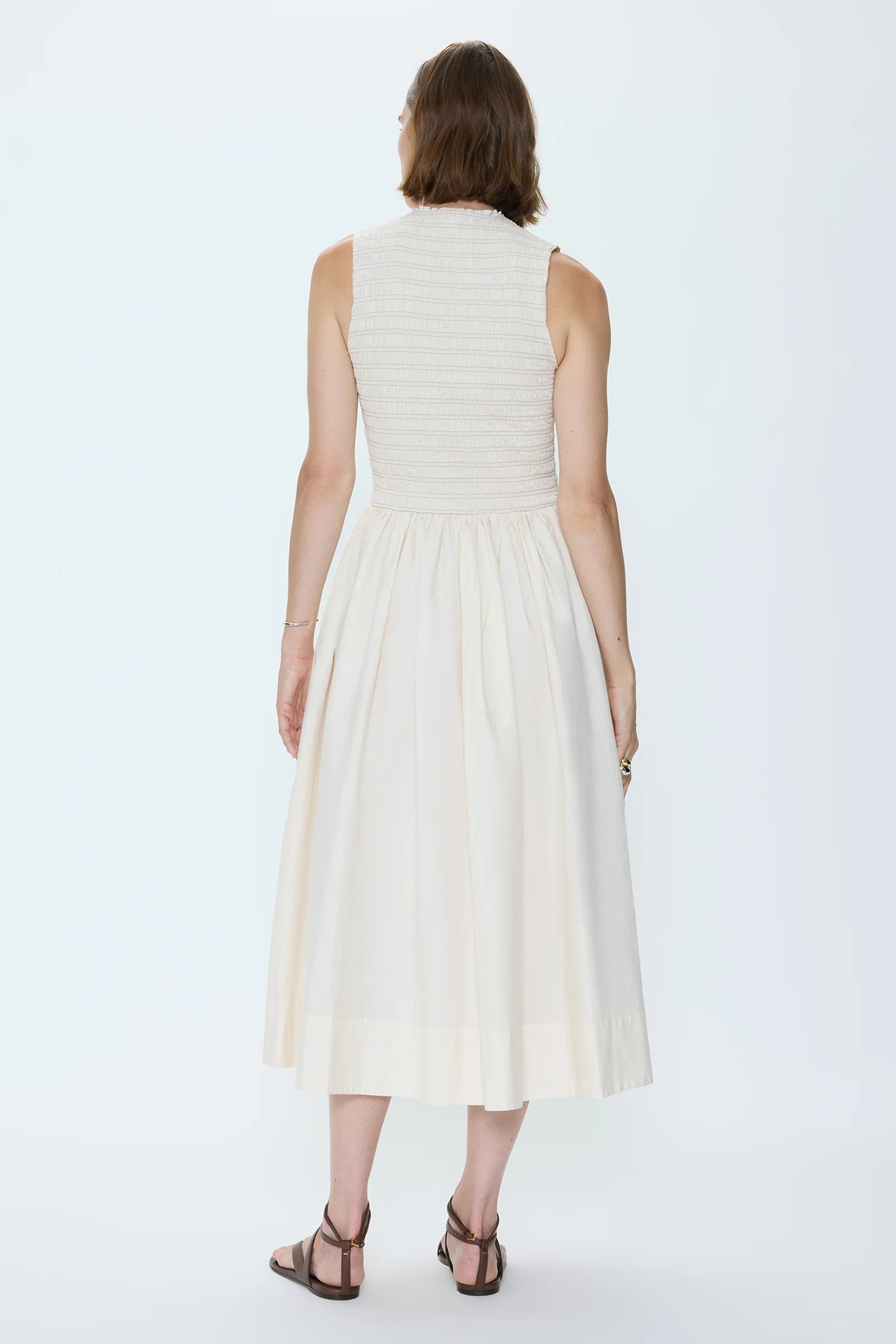 GLADYS SMOCKED BODICE DRESS OYSTER DRESS