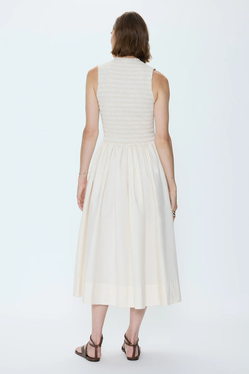 GLADYS SMOCKED BODICE DRESS OYSTER DRESS