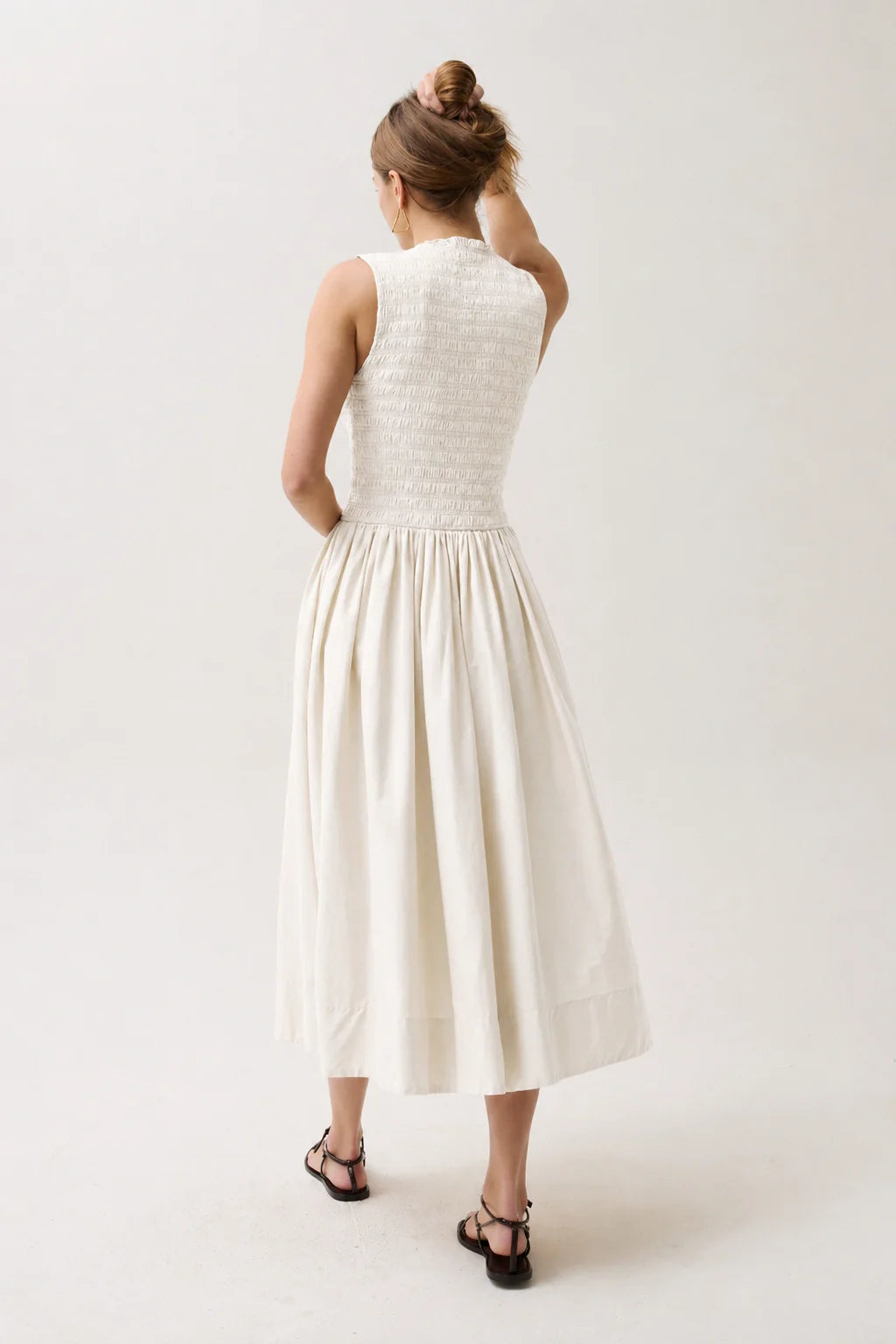 GLADYS SMOCKED BODICE DRESS OYSTER DRESS